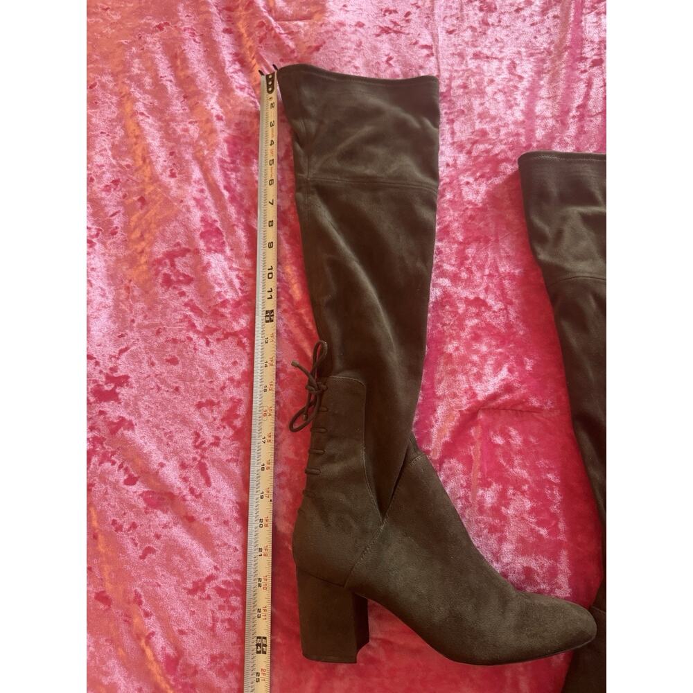 Aldo Over-the-knee Boots Block Heel Forest Green Lace Up Women's US 8 - Picture 4 of 9
